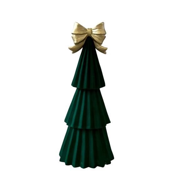 Green Velvet Christmas Tree with Gold Bow Topper 18in Holiday Glam Decor NEW - Picture 6 of 10